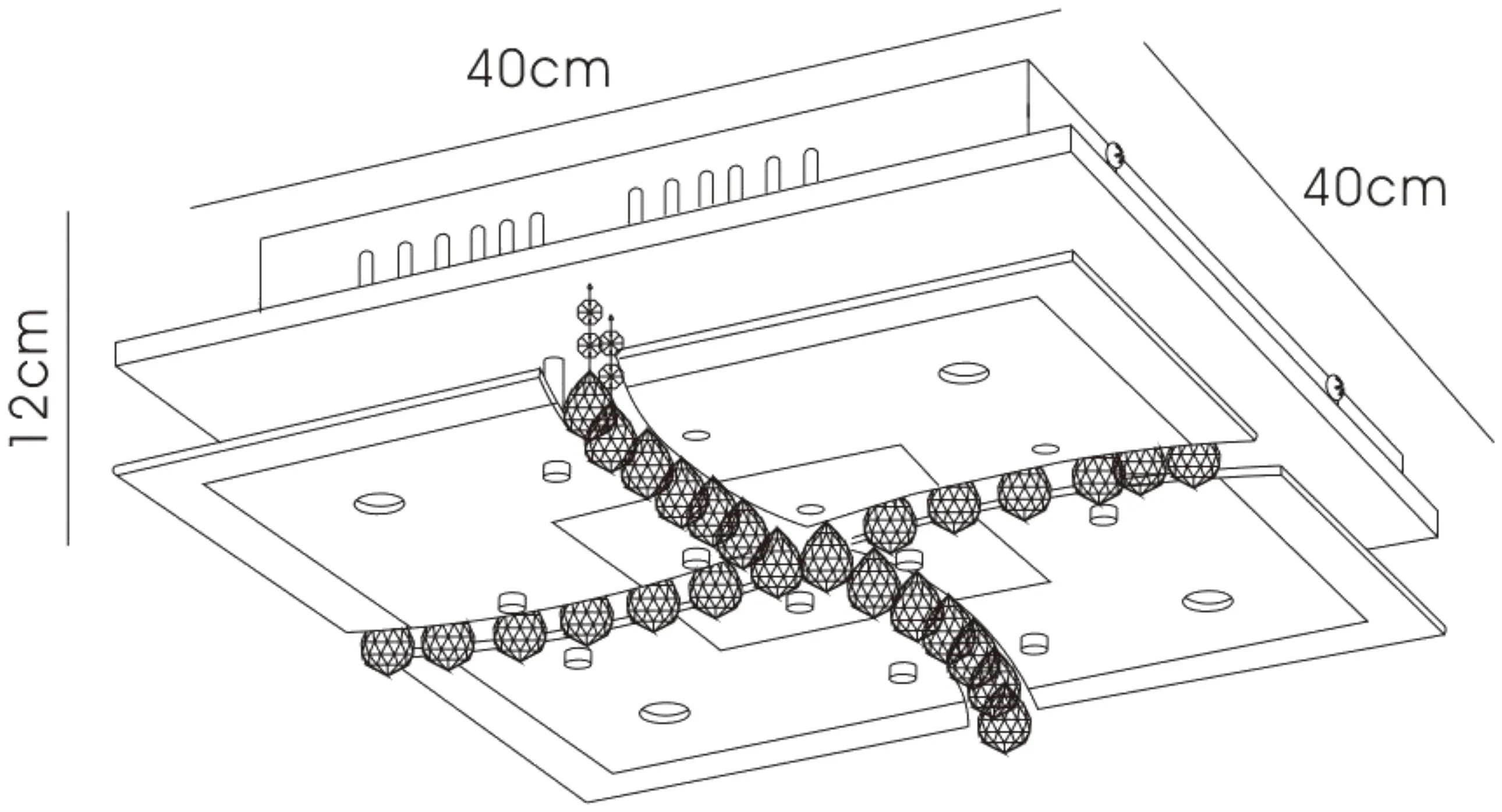 Chisora Crystal Ceiling Lights Diyas Ringed & Square Crystal Fittings